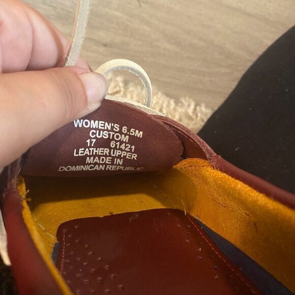 Sperry Top Sider Womens Custom 61421 Brown Yellow Leather Boat Shoes Size 6.5 M - Picture 6 of 7